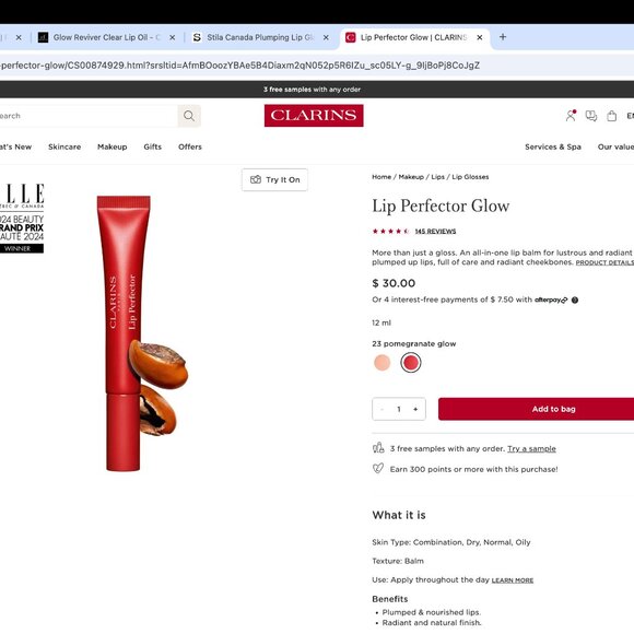 Four Lip Glosses (2x Clarins 1x e.l.f. 1x Stila) - Picture 6 of 7